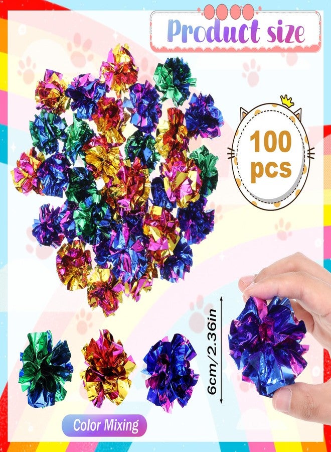 SHENLIU Crinkle Balls for Cats, 100 Pcs Colorful Cat Toys Crinkle Ball Interactive Foil Cat Toy Balls for Indoor Kittens to Keep Fit Active - Image 2